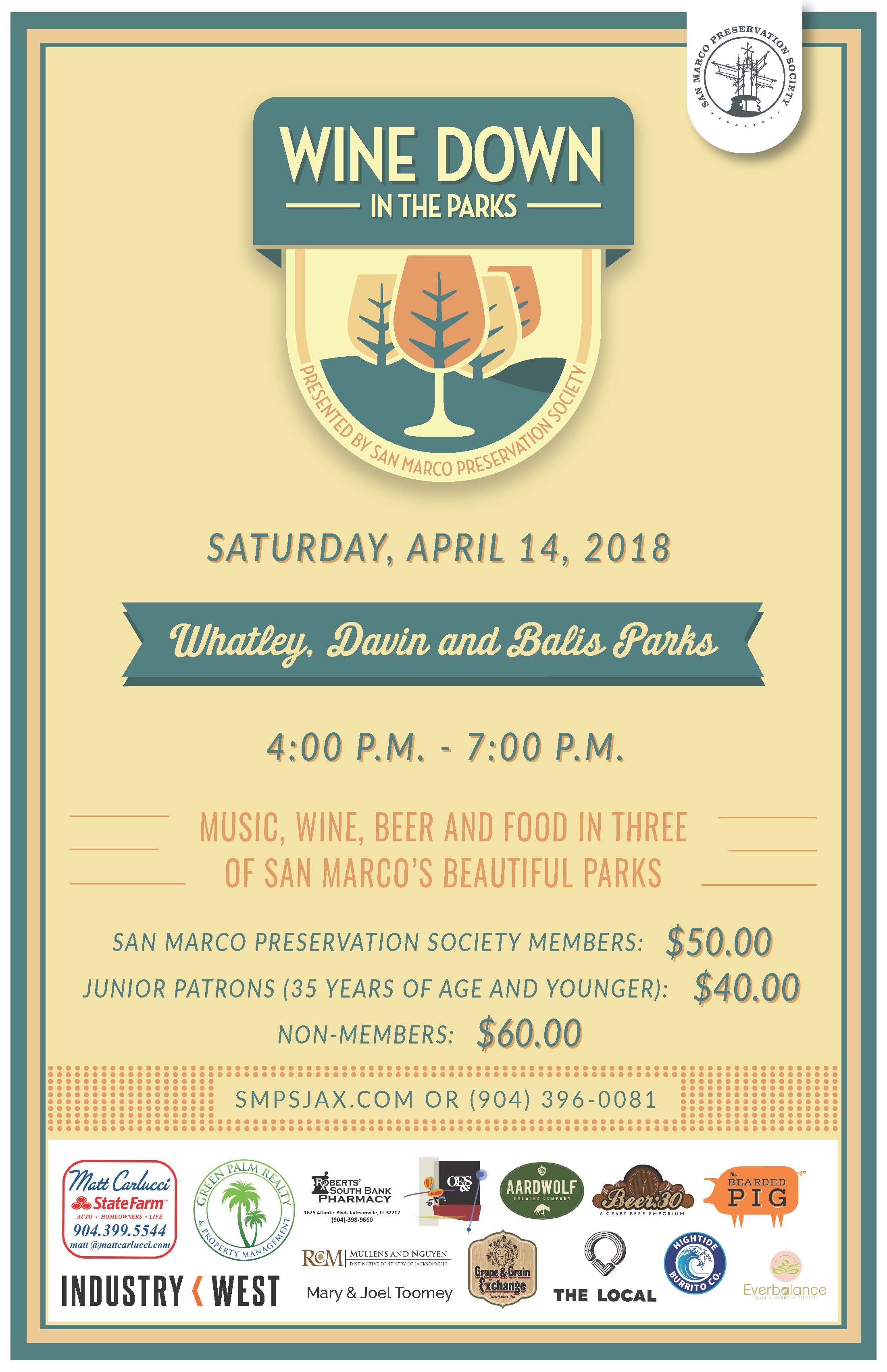 SMPS Presents Wine Down in the Parks San Marco Preservation Society